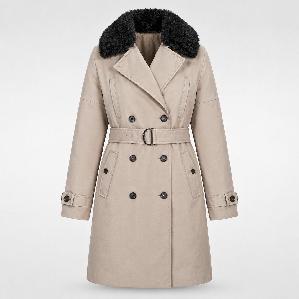 Trench beige à col noir