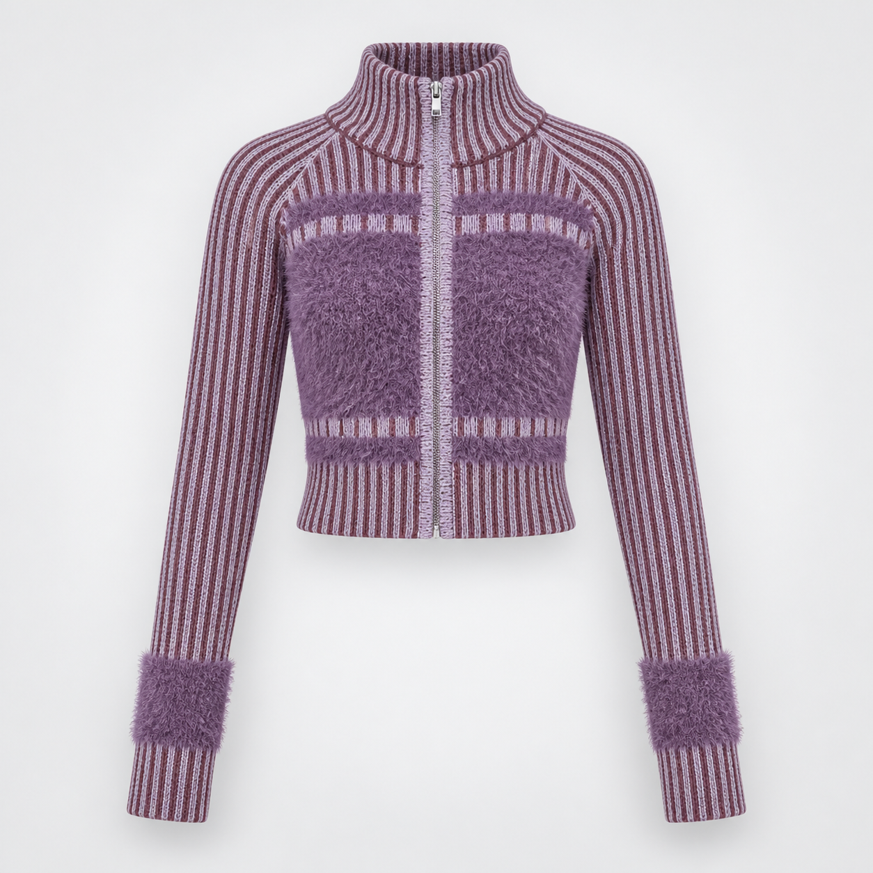 Maille zippée mauve