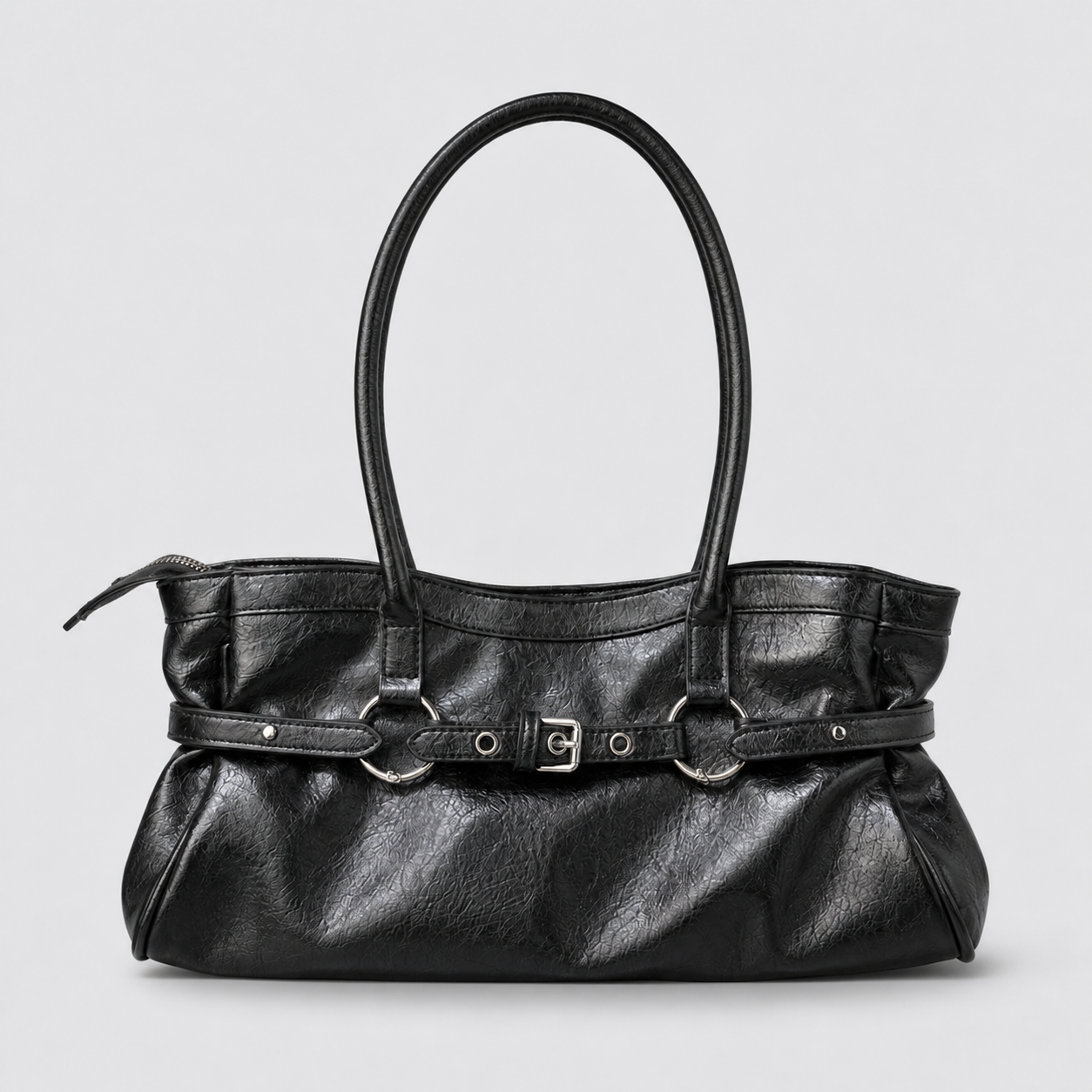 Sac noir à anses et boucles